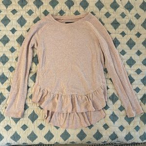 Girls Long Sleeved Pink Ruffled Shirt // Size 6-7